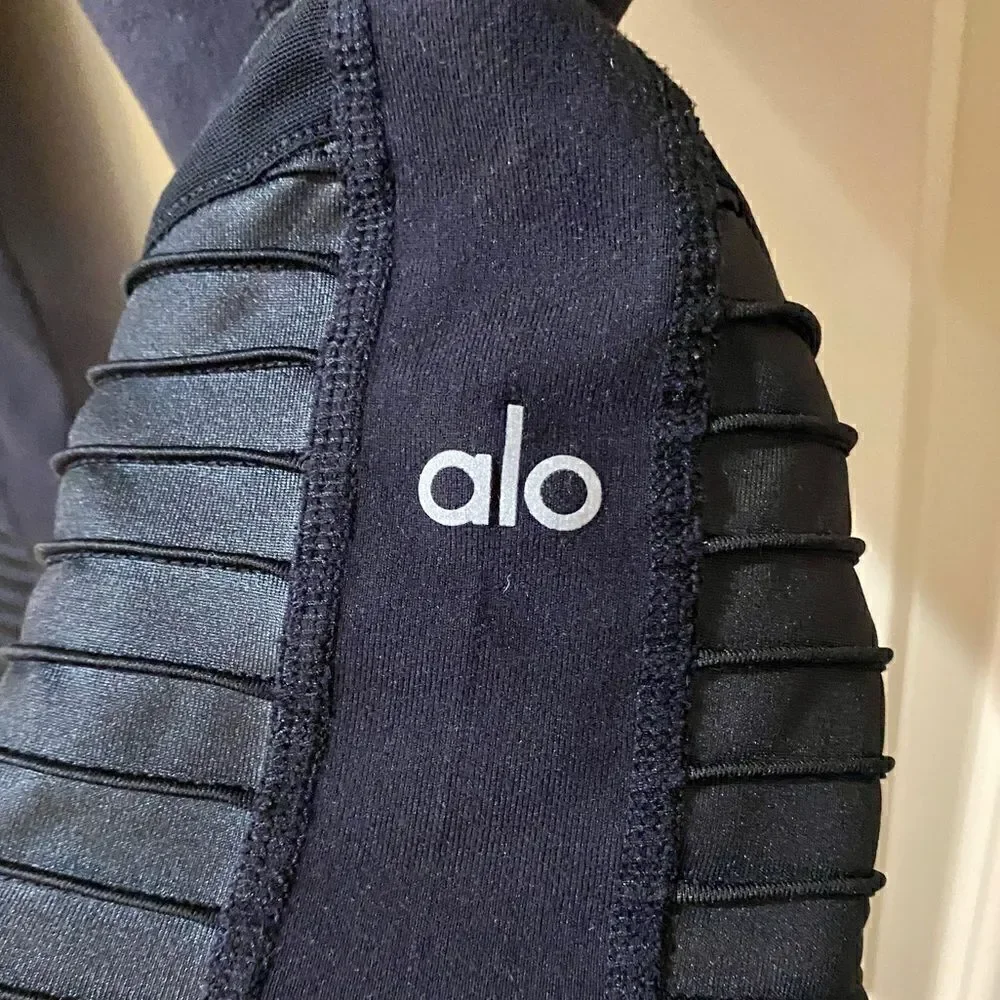 ALO YOGA High-Waist Moto Legging Black/Black Glossy Women’s Size Small